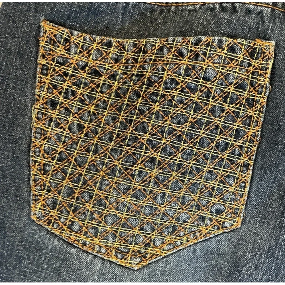 Makaveli Jeans Mens 42x31 Blue Denim Embroidered Pockets Baggy‎ Hip Hop